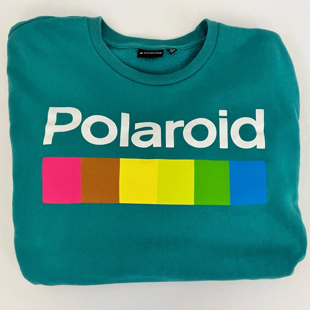 Polaroid Mens Teal Sweatshirt with Colorful Stripes clean - Picture 7 of 9